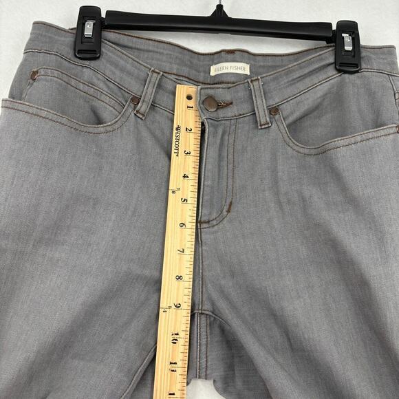 Eileen Fisher Slim Jeans Size 10 Gray Mid Rise Organic Cotton Stretch Denim - Picture 8 of 10